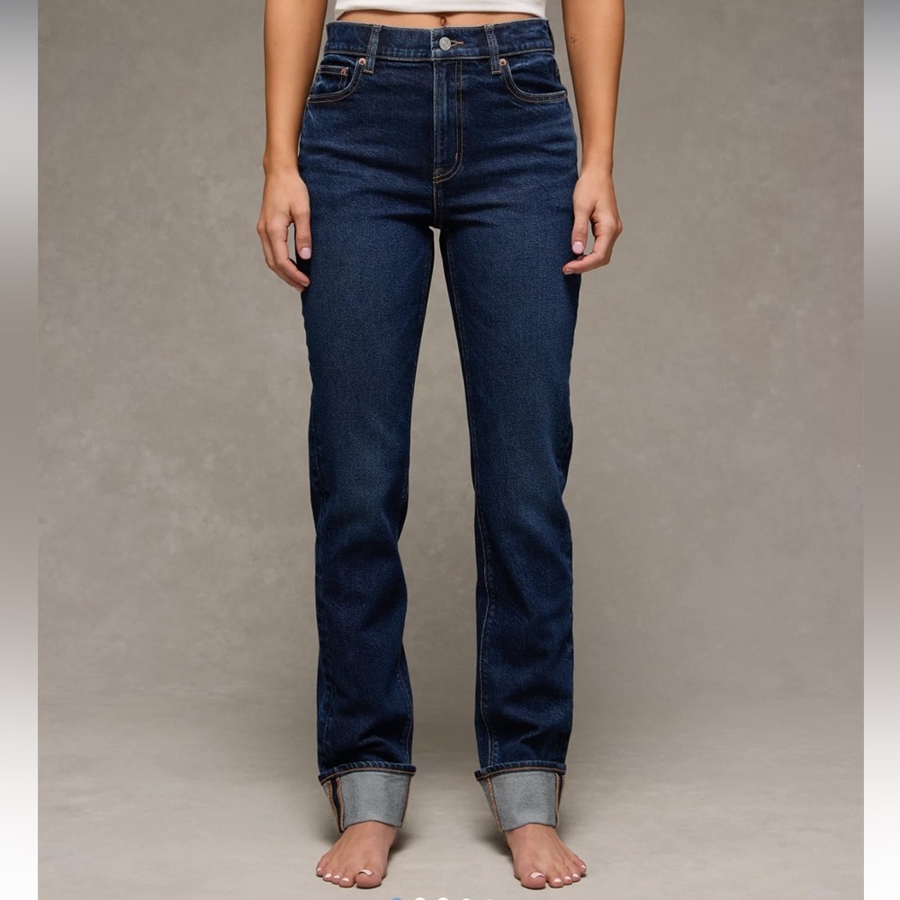 Women’s Dark Blue High-Rise Straight Jeans